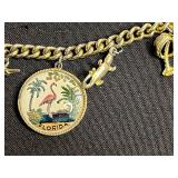 VTG Charm Bracelets with Florida Theme, Floral Charm & Glass Beads - Mixed Metals