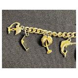VTG Charm Bracelets with Florida Theme, Floral Charm & Glass Beads - Mixed Metals