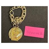 VTG Assorted Gold/Silver-Tone Charm Bracelet Lot Inc Monet & Boucher - Leaf & Acorn Charms, Dice & Coin Pendants