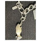 VTG Assorted Gold/Silver-Tone Charm Bracelet Lot Inc Monet & Boucher - Leaf & Acorn Charms, Dice & Coin Pendants