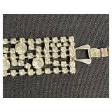 Bracelets - Coro Blue Square Stone Link Bracelets, Rhinestone & Canada Maple Leaf Charm (Made in Canada)
