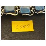 Bracelets - Coro Blue Square Stone Link Bracelets, Rhinestone & Canada Maple Leaf Charm (Made in Canada)