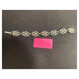 VTG Bracelets Inc Trifari - Red Cabochon & Crystal Vine, Silver & Copper Links