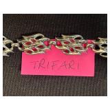 VTG Bracelets Inc Trifari - Red Cabochon & Crystal Vine, Silver & Copper Links