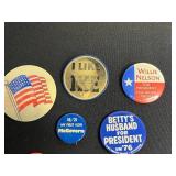US Presidential Campaign Buttons Collection: Humphrey-Muskie, Carter-Mondale, Nixon, McGovern