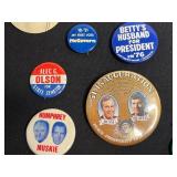US Presidential Campaign Buttons Collection: Humphrey-Muskie, Carter-Mondale, Nixon, McGovern