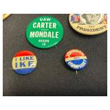 US Presidential Campaign Buttons Collection: Humphrey-Muskie, Carter-Mondale, Nixon, McGovern