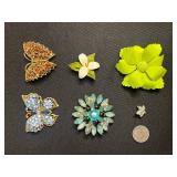 Vintage Rhinestone Brooch Set - Butterfly & Floral Pins Inc Keyes