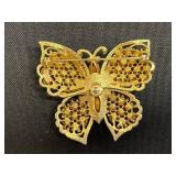 Vintage Rhinestone Brooch Set - Butterfly & Floral Pins Inc Keyes