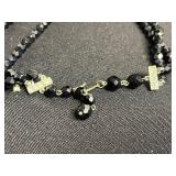 VTG Bead Necklace Set - Inc Laguna Black Faceted, White Speckled & Pink Bead Necklaces