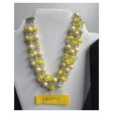 Beautiful VTG Carnegie Beaded Necklace - Pink & Yellow Beads on Gold-Tone Chain, Necklaces & Bracelet