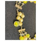 Beautiful VTG Carnegie Beaded Necklace - Pink & Yellow Beads on Gold-Tone Chain, Necklaces & Bracelet