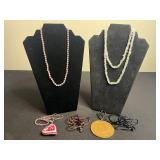 Bead Necklace Set: Rose Quartz & Clear Quartz & Aztec Calendar Replica Pendant & More!