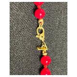 VTG Monet Red Glass Beaded Necklace, Pink Weiss Brooch, Pearlescent Bead Strand, Bangle Bracelet & More!