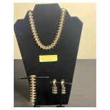 Exquisite Pennino Set - Gold-Tone Necklace, Bracelet & Earrings (Geometric Triangles)