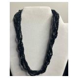 VTG Beaded Necklaces (Lot of 3) - Multicolor, Black Glass & Goldtone, Cloth Flag Pin & Mosaic Brooch