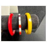 Crescent Moon Enamel & Red Coral Bead Necklaces w Bangle Bracelets & Heart Pendant