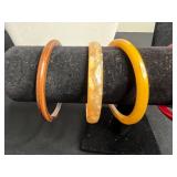 Crescent Moon Enamel & Red Coral Bead Necklaces w Bangle Bracelets & Heart Pendant