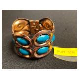 Turquoise Lot Inc Timex Quartz Gold-Tone Watch with Turquoise Bead Embellishments, Necklace & Matisse Cuff Bracelet