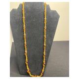 1933 Gold Tone Expo Cuff Bracelet, Black Onyx Beaded Necklace, Amber Glass Beaded Necklace, Gold Tone Bracelet w Safety Chain & More