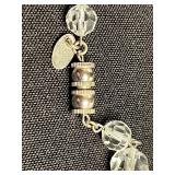 Les Bernard Crystal Floral Pendant Necklace with Faceted Beads - Clear, Silvertone Chain