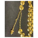 VTG Bakelite South of the Border Pin, Hammered Disc Gold-Tone Necklace, Eagle-Disc Pendant & Black Faceted Bead Necklace - Vintage Jewelry Set