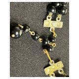 Gold-Tone Geometric Pin and Brooch Set, Black Glass Beads Necklace, Crystal-Accent Necklace & Butterfly Pin