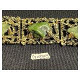 Lawrence Welk Gold-Tone Cuff Links, Bead Necklace Set with Century Green Jade Like Beads, Century Bracelet w Green Stones