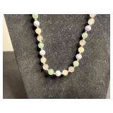 Lawrence Welk Gold-Tone Cuff Links, Bead Necklace Set with Century Green Jade Like Beads, Century Bracelet w Green Stones