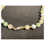 Lawrence Welk Gold-Tone Cuff Links, Bead Necklace Set with Century Green Jade Like Beads, Century Bracelet w Green Stones