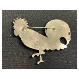 Coro Rooster Pin Brooch - Silver Tone Vintage Jewelry, Approx 3 in tall