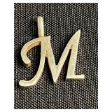 Gold-Tone Double Angel Charm Brooch with Twin Cherub Pendants on Thick Chain & "M" Pins and Pendant Inc Mamselle