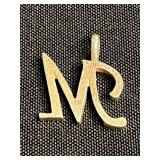 Gold-Tone Double Angel Charm Brooch with Twin Cherub Pendants on Thick Chain & "M" Pins and Pendant Inc Mamselle