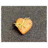 Gold-Tone Double Angel Charm Brooch with Twin Cherub Pendants on Thick Chain & "M" Pins and Pendant Inc Mamselle