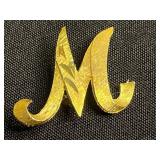 Gold-Tone Double Angel Charm Brooch with Twin Cherub Pendants on Thick Chain & "M" Pins and Pendant Inc Mamselle