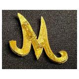 Gold-Tone Double Angel Charm Brooch with Twin Cherub Pendants on Thick Chain & "M" Pins and Pendant Inc Mamselle