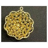 VTG Rhinestone Brooches & Chicos Beaded Necklace with Ornate Gold-Tone Heart Pendant & Tassel