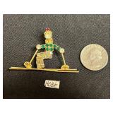 Gold-Tone Crystal Drop Earrings with Emerald Green Beads & Hobe Gemstone Ski Pin