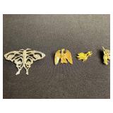 Dottie Smith Bird Pin, Eagle Pin, Owl Pin - Vintage Two-Tone Silver & Gold Bird Brooches