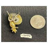 Dottie Smith Bird Pin, Eagle Pin, Owl Pin - Vintage Two-Tone Silver & Gold Bird Brooches