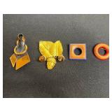 Ivania Leaf Brooch with Amber Cabochons, Copper Pin & Square/Circle Pins