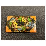 Khokhloma Style Hand-Painted Floral Lacquer Brooches