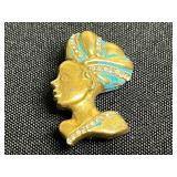 Vintage Coro Figural Gold-Tone Pin & Turquoise & Crystal Statement Brooch