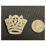 Vintage Canegie Diamond Like Pavé Brooch with Pear-Cut Center Stone in Gold-Tone Metal