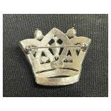 Vintage Canegie Diamond Like Pavé Brooch with Pear-Cut Center Stone in Gold-Tone Metal