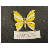 Gold-Tone Napier Butterfly Brooch with Filigree Round Center & Enamel Wings, Monet Fish & Gold Tone Turtle