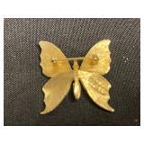 Gold-Tone Napier Butterfly Brooch with Filigree Round Center & Enamel Wings, Monet Fish & Gold Tone Turtle