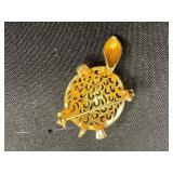Gold-Tone Napier Butterfly Brooch with Filigree Round Center & Enamel Wings, Monet Fish & Gold Tone Turtle