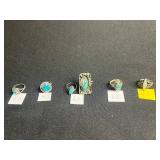 Turquoise Rings - Southwestern Style (Lot of 6) - various sizes