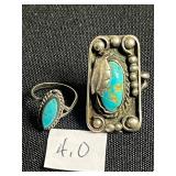 Turquoise Rings - Southwestern Style (Lot of 6) - various sizes
